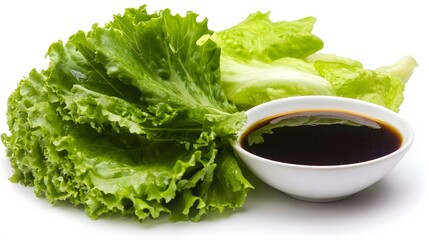 Fresh Green Lettuce with Dark Soy Sauce Dip