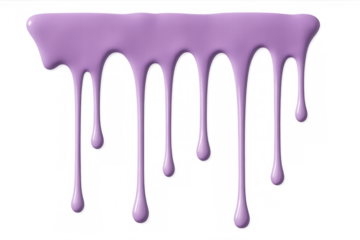 Thick purple paint dripping down on a transparent background, creating a sticky and gooey effect