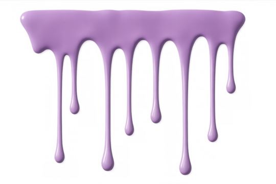 Thick purple paint dripping down on a transparent background, creating a sticky and gooey effect