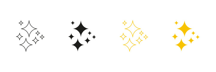 Star Sparkle Element Line And Solid Icon Set. Shining Burst And Twinkle Shape Symbol Collection. Isolated Vector Illustration