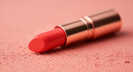 Obraz premium 鮮やかな珊瑚色リップ、柔らかな光で美しく輝く質感
