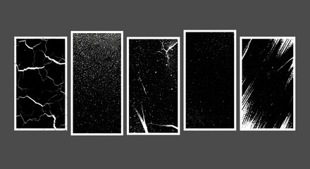 High-Resolution Black and White Texture Pack Crackle, Grain, and Brush Stroke Effects