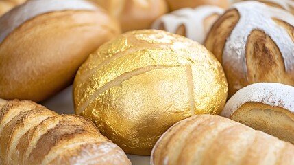 Golden Loaf and Assorted Breads Bakery Still Life