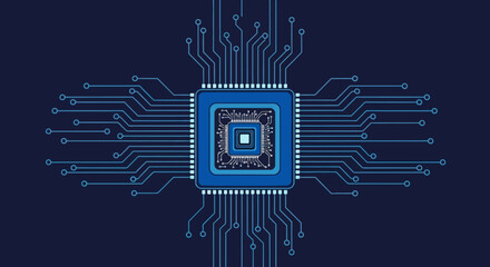 High-Resolution Microchip Circuitry Detailed Vector Illustration