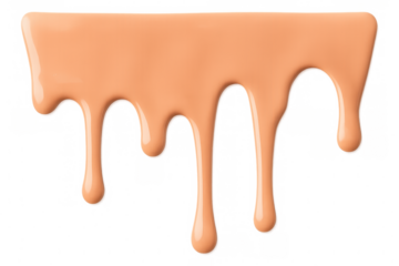 Peach-toned liquid cascading, revealing glossy surface with luminous color gradient against transparent backdrop