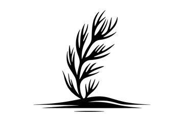 Stylized plant silhouette with flowing lines vector illustration