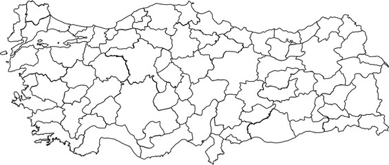 Outline Map of Turkey with Regional Borders