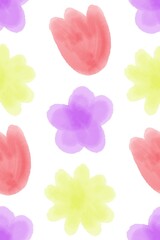 watercolor flowers background, floral seamless pattern
