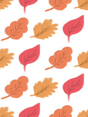 autumn leaves seamless pattern on transparent | white background. fall seamless backdrop