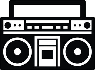 Old-school boombox outline - double cassette deck vector, EPS JPEG PNG