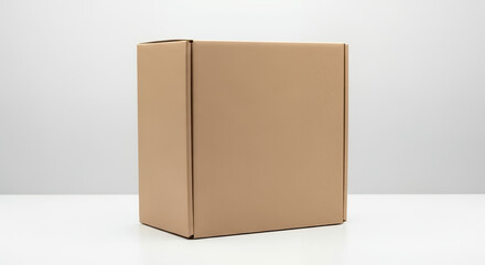 Blank square brown cardboard box on white background