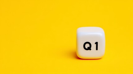 Q1 first quarter business report banner and concept. Block on bright orange background. Vibrant quarterly financial summary visual aid showcasing key performance indicators on a sunny