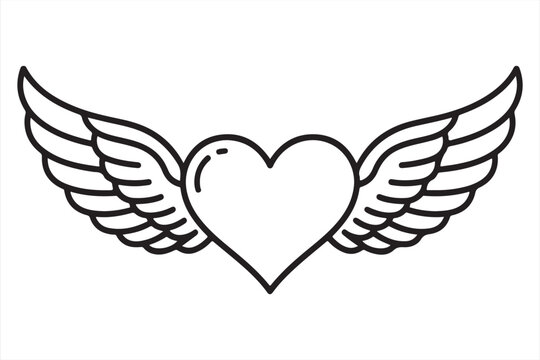 Wings of Affection: An illustration of a heart adorned with delicate wings, symbolizing love, freedom, and the boundless spirit of affection.