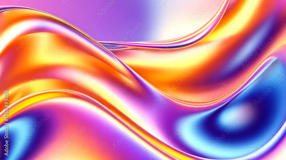 Poster iridescent abstract waves shimmering in liquid colors - modern background animation