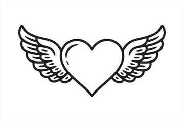 Heart with Wings: A classic illustration of a heart with wings, symbolizing love, freedom, and hope.  Perfect for Valentine's Day, wedding invitations.