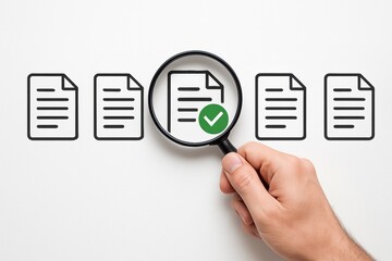 Document Verification: An objective visual illustrating the meticulous examination and validation of important documents.