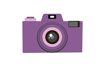  Retro camera icon with lens and viewfinder isolated on white background, vintage photography design