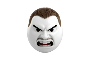 A stylized character head vividly portrays intense anger with a fierce expression and bared teeth.