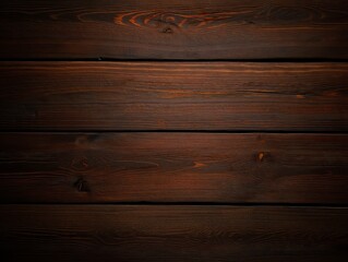 Obraz premium Rich dark wood grain texture with subtle orange undertones and visible knots