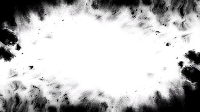 Black ink artistic down top flow splatter spots spills white paper beautiful reveal dripping streaks spread fluid ink alpha matte isolated watercolor ink drops transition	
