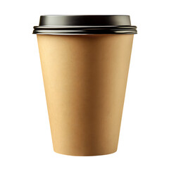Blank brown coffee paper cup isolated on a transparent background