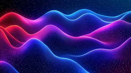 Fototapeta premium Abstract digital wave pattern with flowing lines and glowing particles