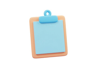 Blue note pad on an orange clipboard isolated on transparent background
