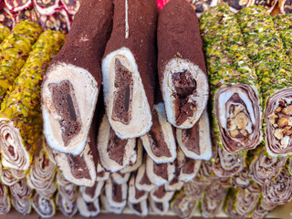 Rolada - Polish traditional pastries for sale at christmas market. Krakow