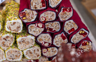 Rolada - Polish traditional pastries for sale at christmas market. Krakow