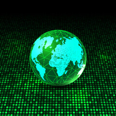 world globe on glowing dots background 1105