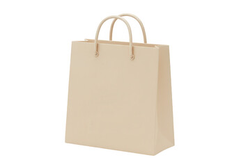 Beige shopping bag isolated on transparent background