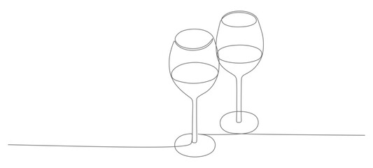continuous line vector design illustration of two glasses