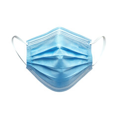 Blue medical mask isolated on a transparent background