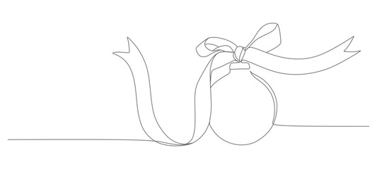 continuous line vector design of christmas ball hanging decoration