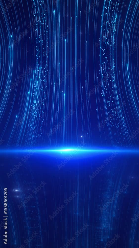 Poster abstract ai wavy digital technology lines bright lights dark background landscape. light streaks dat