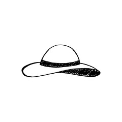 Beach Hat Doodle Vector – Hand-Drawn Sun Hat Sketch for Summer and Travel Themes
