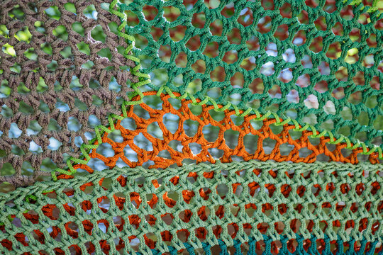 Colorful rope net pattern in an adventure park