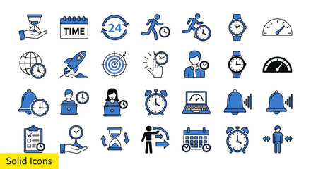 Time Management Vector Icons Deadline, Productivity, and Schedule Symbols for Business and Personal Use