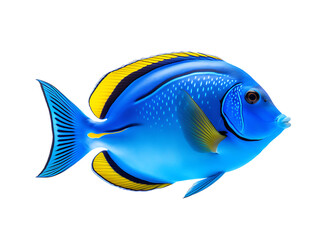Blue tang fish isolated on a transparent background
