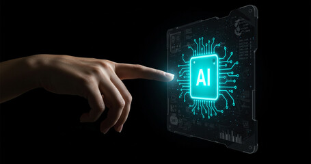 Modern Office Environment Featuring AI-Driven Data Dashboard and Digital Technology