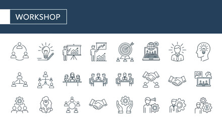 Effective Workshop Icons Collaboration, Teamwork, and Business Growth