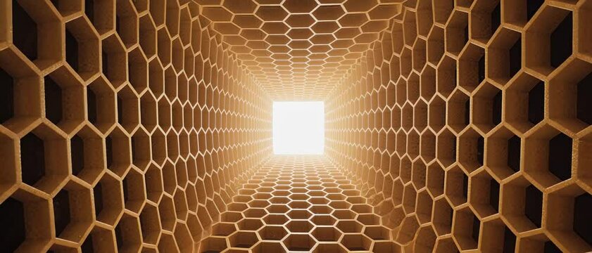 Hexagonal Tunnel A Journey Through Geometric Patterns and Light