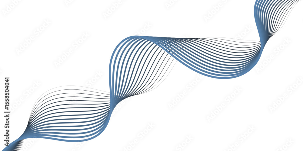 Poster abstract colorful wavy lines forming a ribbon like shape on a white background in a monochrome desig
