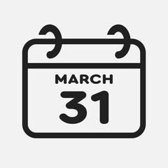 Icon page calendar day - 31 March
