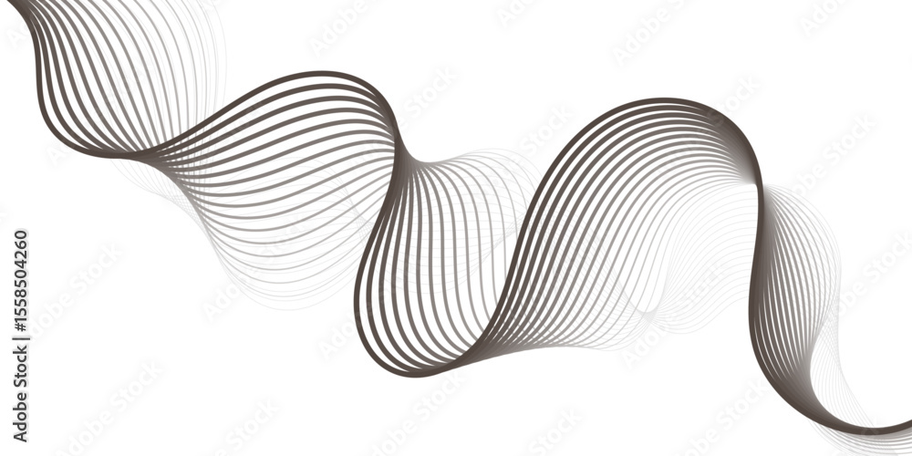 Aufkleber abstract colorful wavy lines forming a ribbon like shape on a white background in a monochrome desig