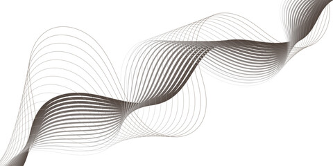 Fototapeta premium Abstract colorful wavy lines forming a ribbon like shape on a white background in a monochrome design style.