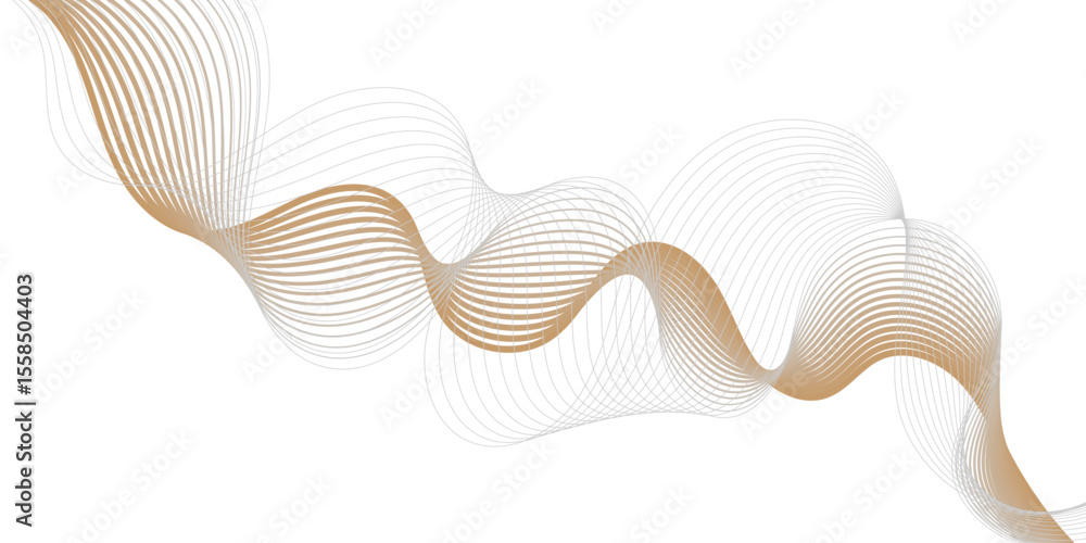 Poster abstract colorful wavy lines forming a ribbon like shape on a white background in a monochrome desig