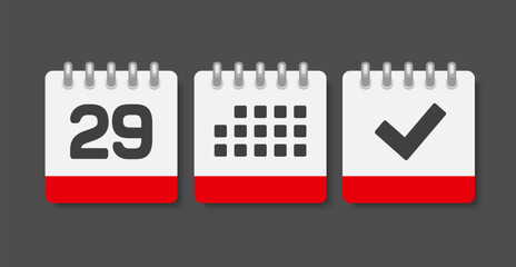 Vector icon page calendar - 29 day, agenda, done