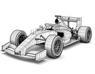 Wireframe Formula 1 race car