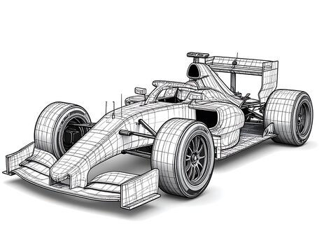 Wireframe Formula 1 race car